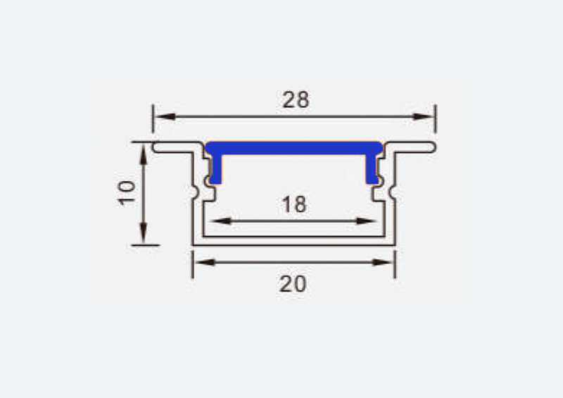 HM400 Wide Aluminum LED Profile drawing HM400 Wide Aluminum LED Profile drawing